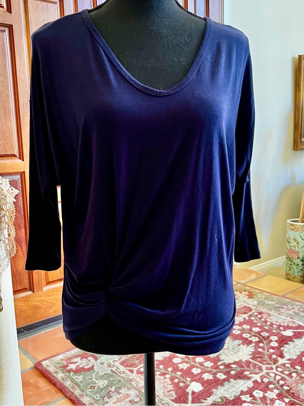 Karen Kane Marine Blue Stretch Knit Dolman Pick-up Top - MSRP $78 Size